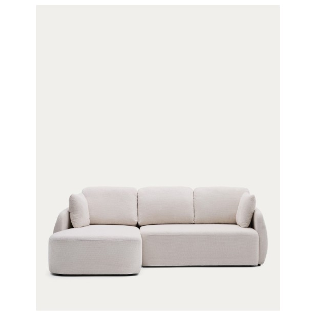 Sofá cama Laira 3 plazas de chenilla con chaise longue izquierda crudo 246 cm FSC Mix Credit - Kave Home