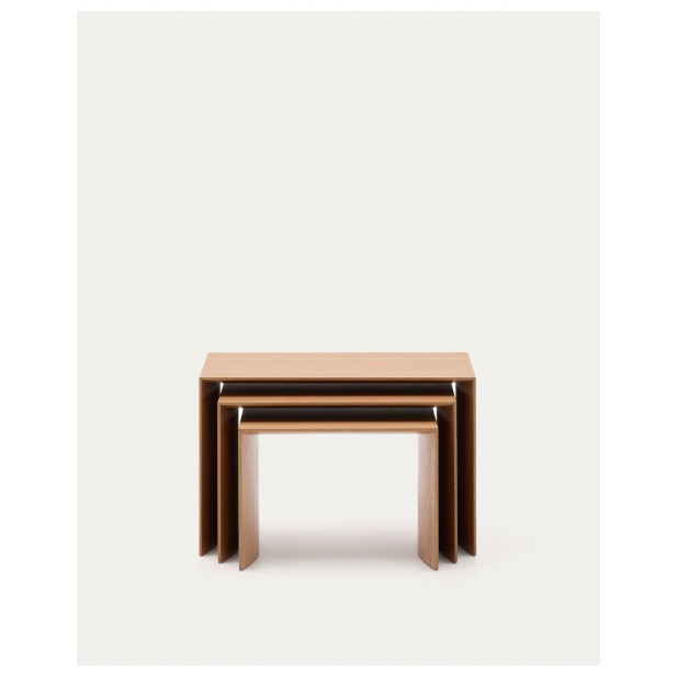 Set Litto de 3 mesas nido de chapa de roble 60 x 40 / 51 x 36 / 42 x 31 cm - Kave Home