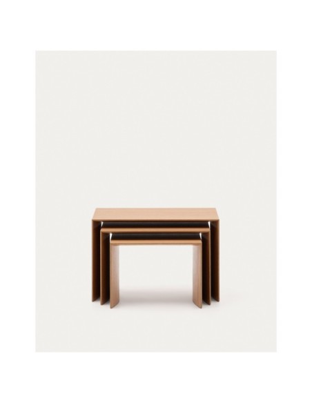 Set Litto de 3 mesas nido de chapa de roble 60 x 40 / 51 x 36 / 42 x 31 cm - Kave Home