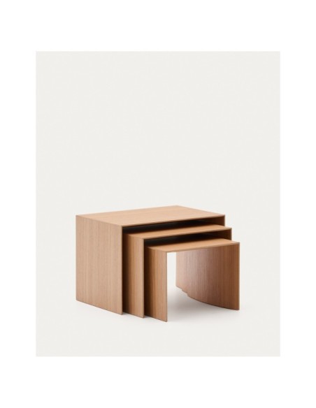 Set Litto de 3 mesas nido de chapa de roble 60 x 40 / 51 x 36 / 42 x 31 cm - Kave Home