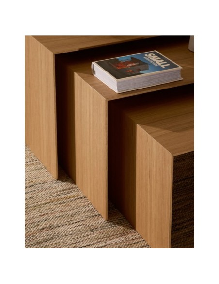 Set Litto de 3 mesas nido de chapa de roble 60 x 40 / 51 x 36 / 42 x 31 cm - Kave Home