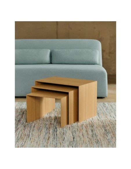 Set Litto de 3 mesas nido de chapa de roble 60 x 40 / 51 x 36 / 42 x 31 cm - Kave Home