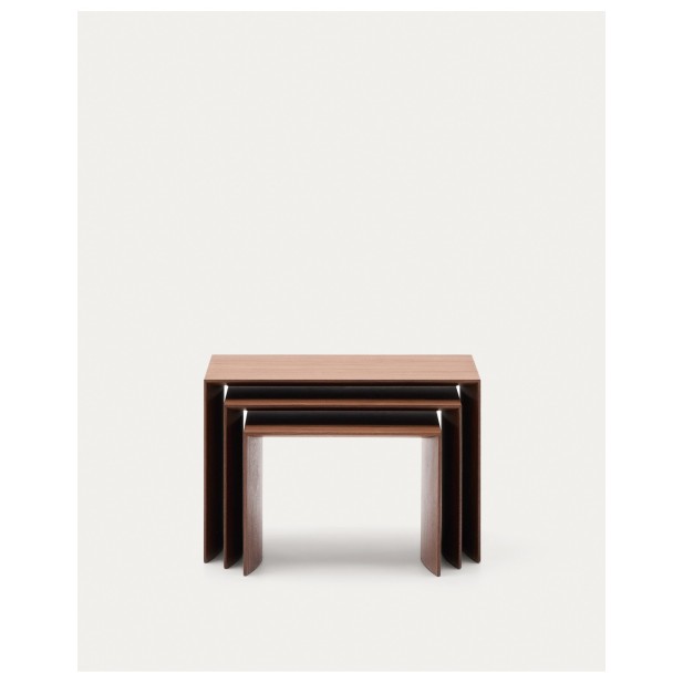 Set Litto de 3 mesas nido de chapa de nogal 60 x 40 / 51 x 36 / 42 x 31 cm - Kave Home