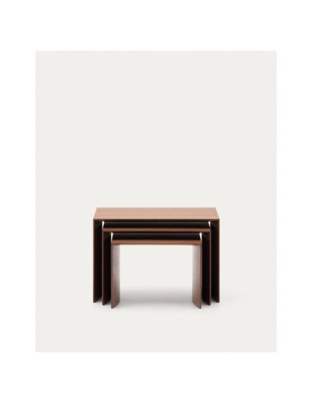 Set Litto de 3 mesas nido de chapa de nogal 60 x 40 / 51 x 36 / 42 x 31 cm - Kave Home