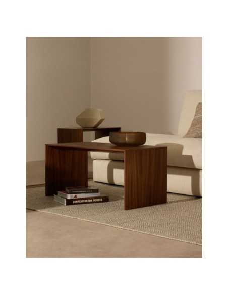 Mesa de centro Litto de chapa de nogal 90 x 45 cm - Kave Home