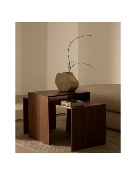 Mesa de centro Litto de chapa de nogal 90 x 45 cm - Kave Home