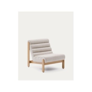 Butaca Magira beige de madera maciza de roble con acabado...