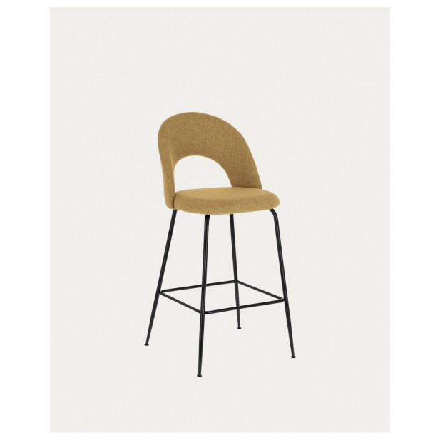 Taburete Mahalia mostaza y acero con acabado negro altura 63 cm FSC 100% - Kave Home