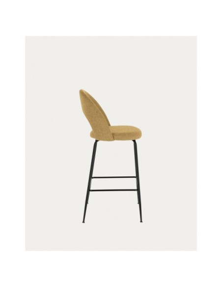 Taburete Mahalia mostaza y acero con acabado negro altura 63 cm FSC 100% - Kave Home