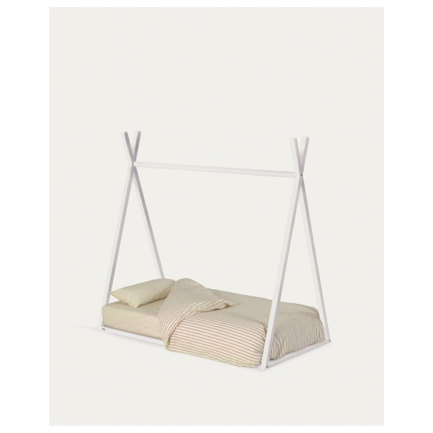 Cama tipi Maralis de madera maciza de haya con acabado blanco para colchón de 70 x 140 cm - Kave Home