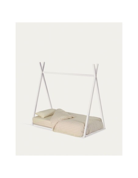 Cama tipi Maralis de madera maciza de haya con acabado blanco para colchón de 70 x 140 cm - Kave Home