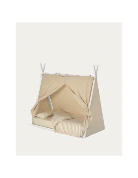 Cama tipi Maralis de madera maciza de haya con acabado blanco para colchón de 70 x 140 cm - Kave Home