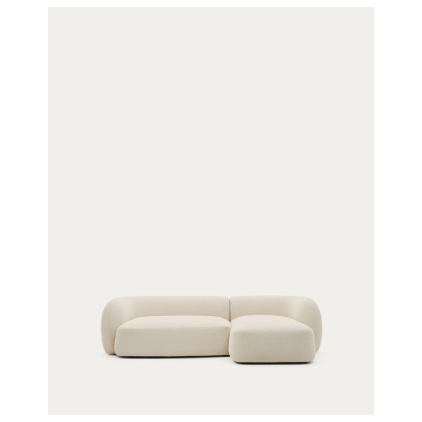 Sofá modular Martina 3 plazas de chenilla con chaise longue derecho crudo 287 cm - Kave Home