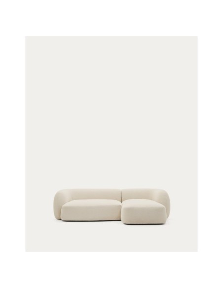 Sofá modular Martina 3 plazas de chenilla con chaise longue derecho crudo 287 cm - Kave Home
