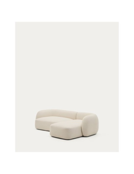 Sofá modular Martina 3 plazas de chenilla con chaise longue derecho crudo 287 cm - Kave Home