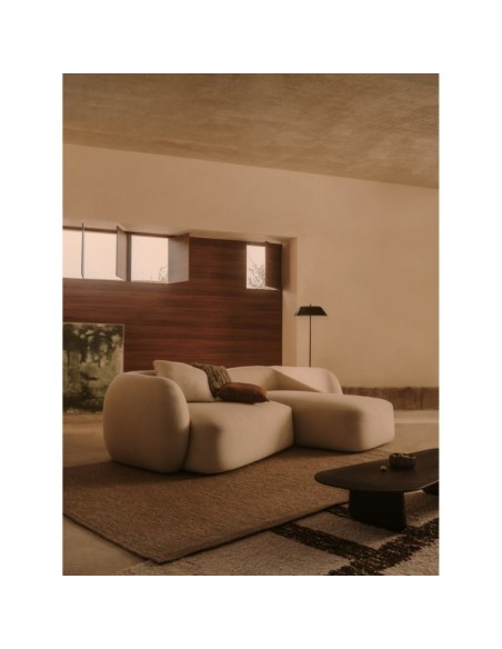 Sofá modular Martina 3 plazas de chenilla con chaise longue derecho crudo 287 cm - Kave Home