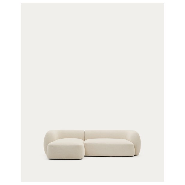 Sofá modular Martina 3 plazas de chenilla con chaise longue izquierdo crudo 287 cm - Kave Home