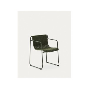 Silla apilable Maurina de acero galvanizado verde y...