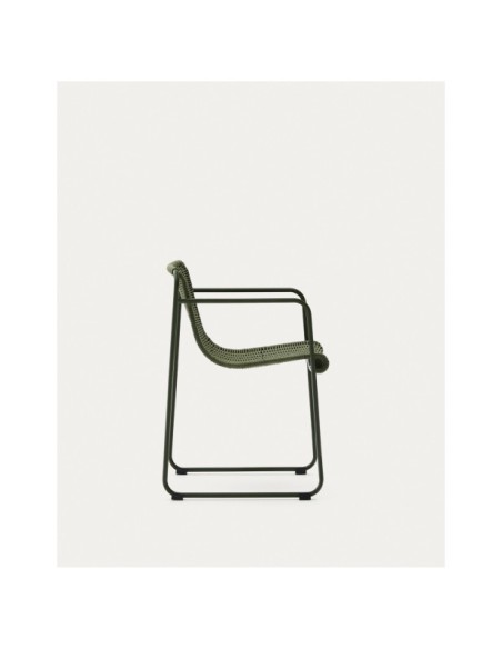 Silla apilable Maurina de acero galvanizado verde y cuerda verde - Kave Home
