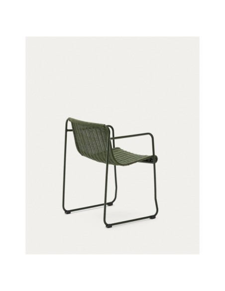 Silla apilable Maurina de acero galvanizado verde y cuerda verde - Kave Home