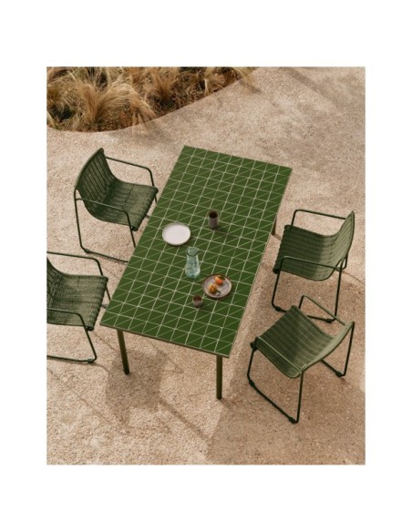 Silla apilable Maurina de acero galvanizado verde y cuerda verde - Kave Home