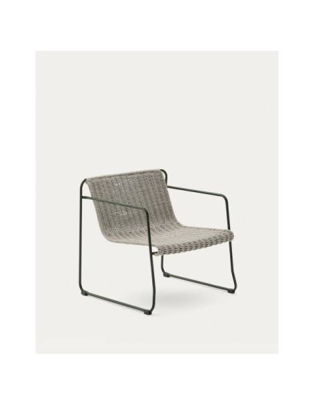 Sillón Maurina de acero galvanizado verde y cuerda crudo y gris - Kave Home