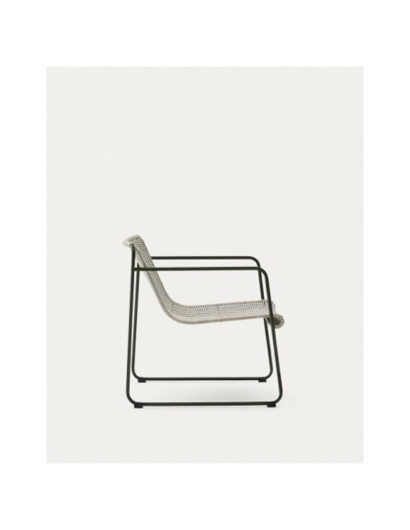 Sillón Maurina de acero galvanizado verde y cuerda crudo y gris - Kave Home