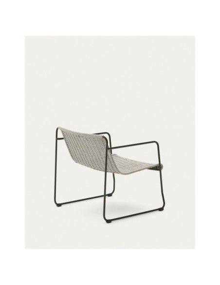 Sillón Maurina de acero galvanizado verde y cuerda crudo y gris - Kave Home