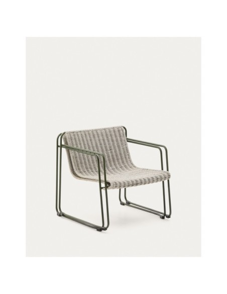 Sillón Maurina de acero galvanizado verde y cuerda crudo y gris - Kave Home