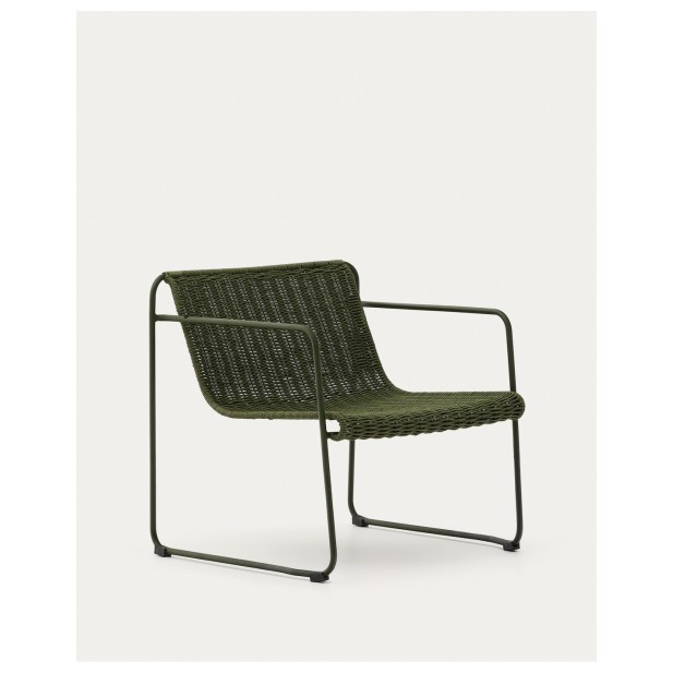 Sillón apilable Maurina de acero galvanizado verde y cuerda verde - Kave Home