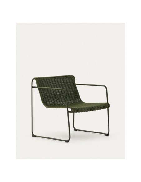 Sillón apilable Maurina de acero galvanizado verde y cuerda verde - Kave Home