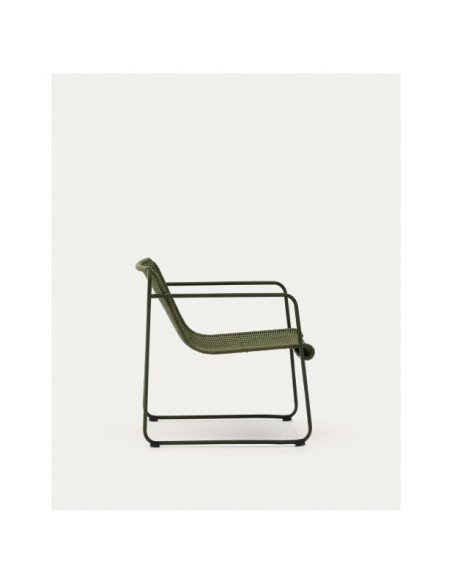 Sillón apilable Maurina de acero galvanizado verde y cuerda verde - Kave Home