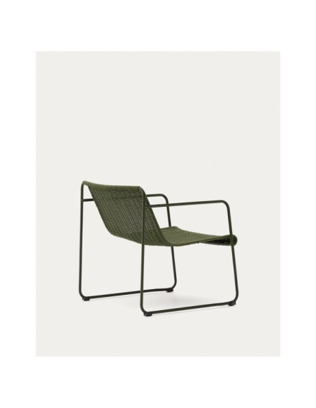 Sillón apilable Maurina de acero galvanizado verde y cuerda verde - Kave Home