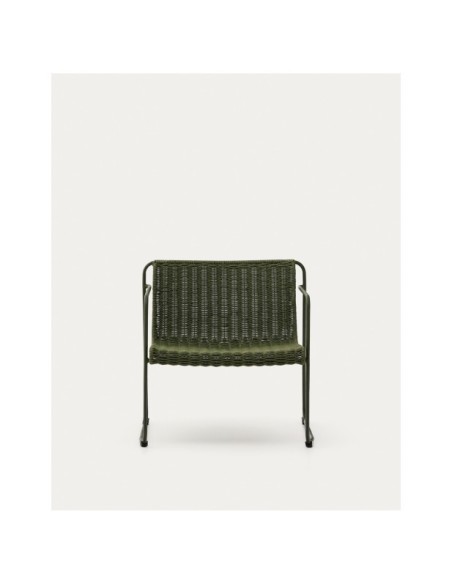 Sillón apilable Maurina de acero galvanizado verde y cuerda verde - Kave Home
