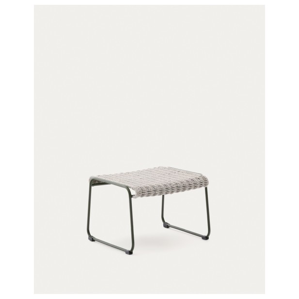 Reposapiés Maurina de acero galvanizado verde y cuerda crudo y gris 58 x 52,5 cm - Kave Home