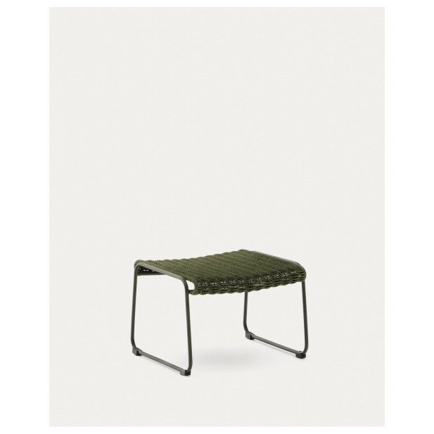 Reposapiés Maurina de acero galvanizado verde y cuerda verde 58 x 52,5 cm - Kave Home