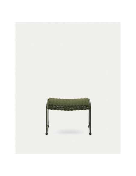 Reposapiés Maurina de acero galvanizado verde y cuerda verde 58 x 52,5 cm - Kave Home