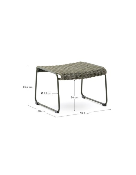 Reposapiés Maurina de acero galvanizado verde y cuerda verde 58 x 52,5 cm - Kave Home