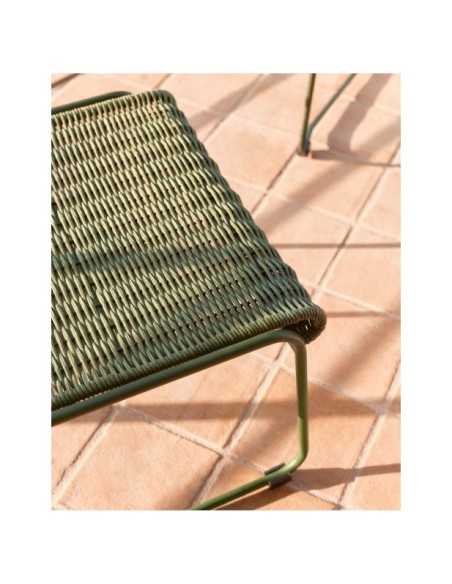 Reposapiés Maurina de acero galvanizado verde y cuerda verde 58 x 52,5 cm - Kave Home
