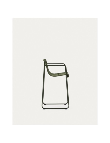 Taburete Maurina de acero galvanizado verde y cuerda verde 64,5 cm - Kave Home