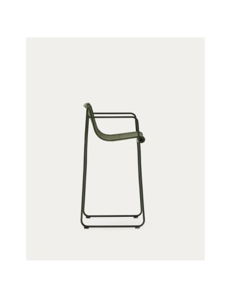 Taburete Maurina de acero galvanizado verde y cuerda verde 74,5 cm - Kave Home