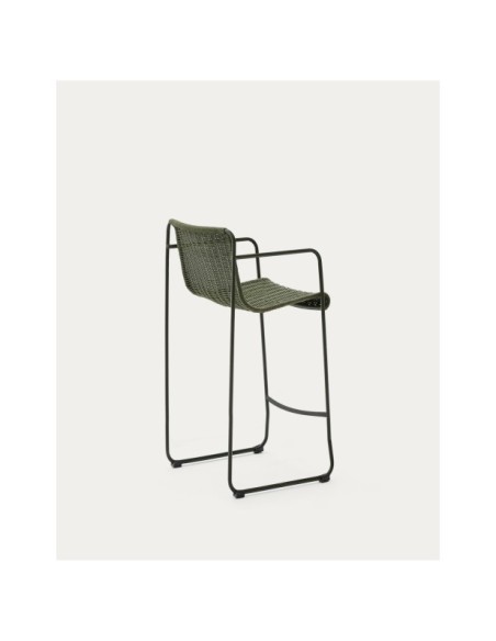 Taburete Maurina de acero galvanizado verde y cuerda verde 74,5 cm - Kave Home