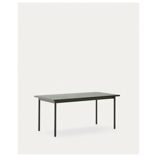 Mesa de exterior Maurina de acero galvanizado verde y azulejos verdes 182 x 91 cm - Kave Home