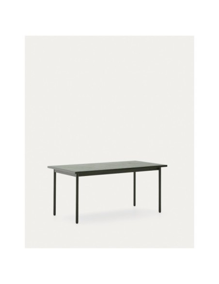 Mesa de exterior Maurina de acero galvanizado verde y azulejos verdes 182 x 91 cm - Kave Home