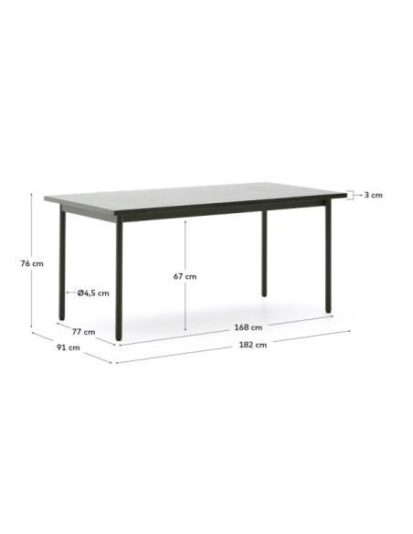 Mesa de exterior Maurina de acero galvanizado verde y azulejos verdes 182 x 91 cm - Kave Home