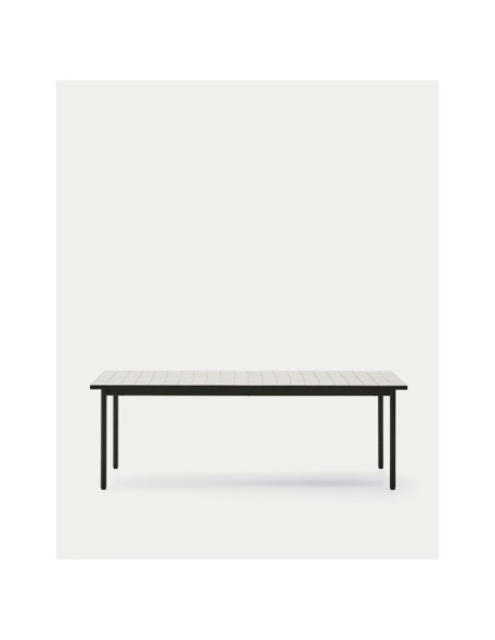 Mesa de exterior Maurina de acero galvanizado verde y azulejos color crudo 223 x 101 cm - Kave Home