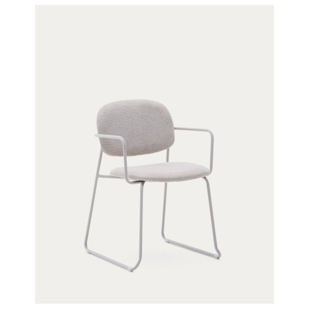 Silla Meli de chenilla beige y estructura de metal beige FSC Mix Credit - Kave Home