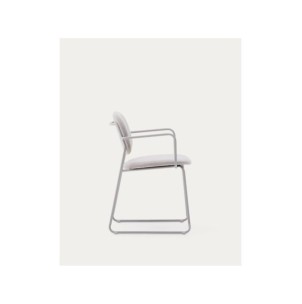 Silla Meli de chenilla beige y estructura de metal beige... 2