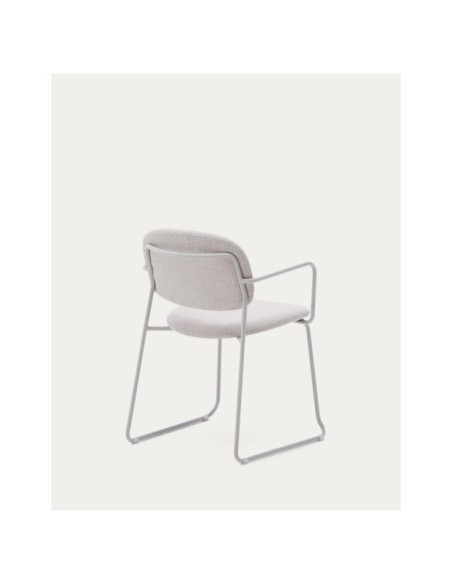 Silla Meli de chenilla beige y estructura de metal beige FSC Mix Credit - Kave Home