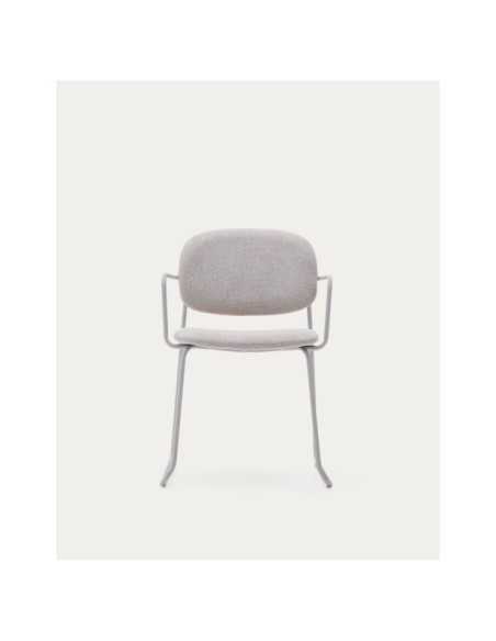 Silla Meli de chenilla beige y estructura de metal beige FSC Mix Credit - Kave Home